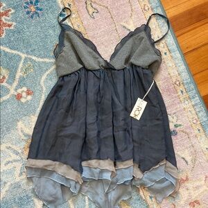 Elegant Blue and Gray Chiffon Dress